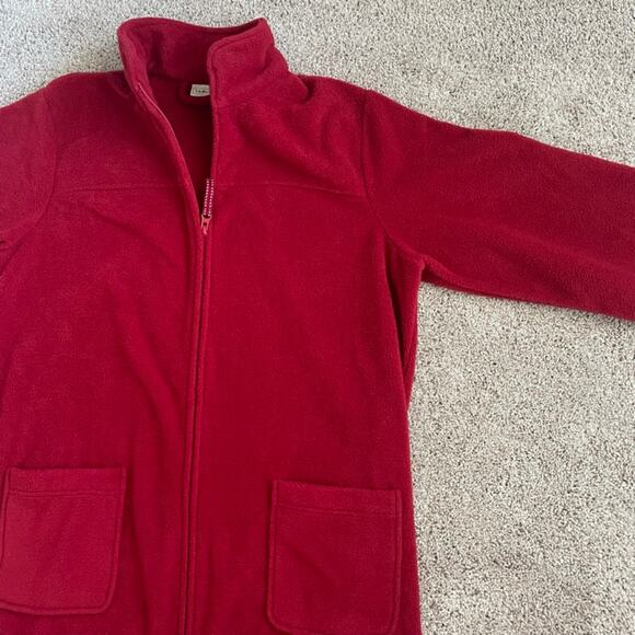 L.L.Bean Red Winter Fleece Robe Two Way Zip Front Size M Reg Pajama Duster Dress - Picture 10 of 16